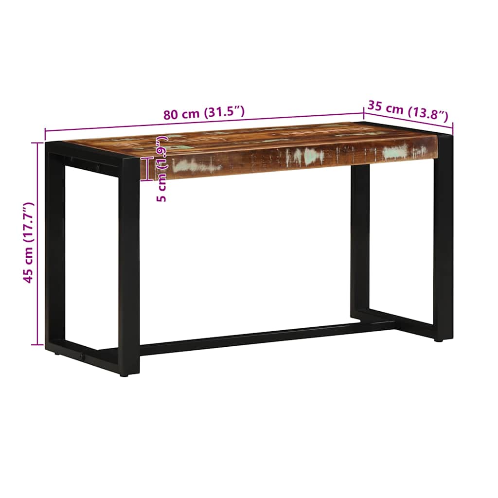 Bank Mehrfarbig 80x35x45 cm Massivholz Altholz